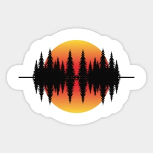 Vintage Forest Trees and Wildlife Nature Scene Sticker